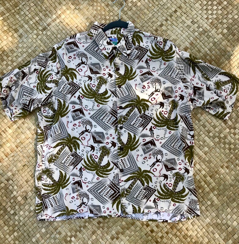 Reyn Spooner Funky Print Aloha Shirt - size LG.
