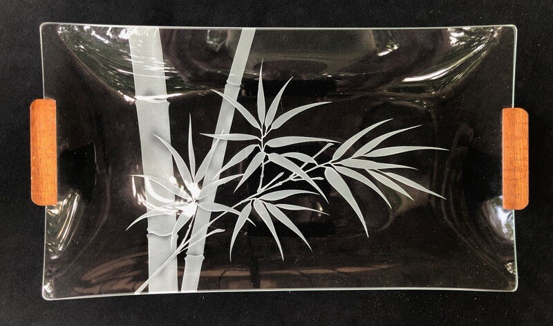 1950s-60s Frank Oda&#39;s Arts Hawai‘i Etched Glass Rectangular Dish
