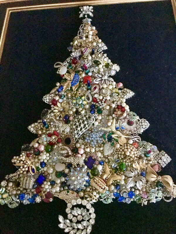 Hand Made Vintage Jeweled Christmas Tree with Lights