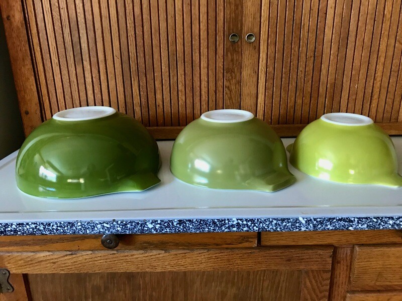 Vintage Pyrex Shades of Avocado Cinderella Bowls  Set of 3