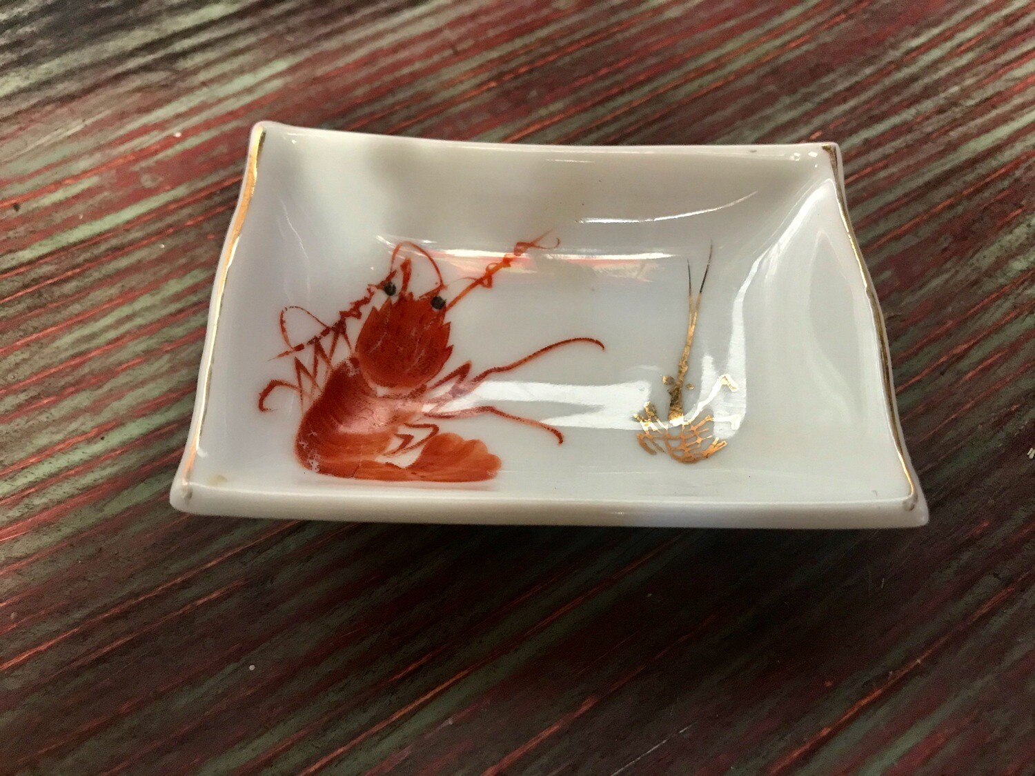 Vintage Y.Y. made in Japan Shrimp Pattern Shoyu Dish 1960s