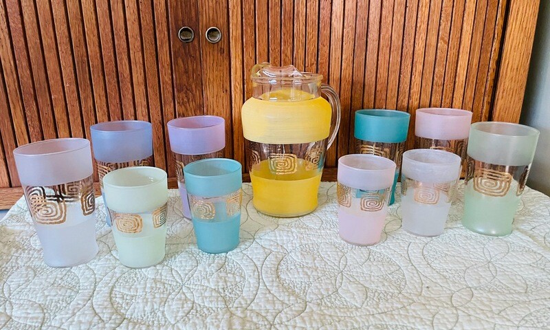 Mid Century Pitcher &amp; Glasses