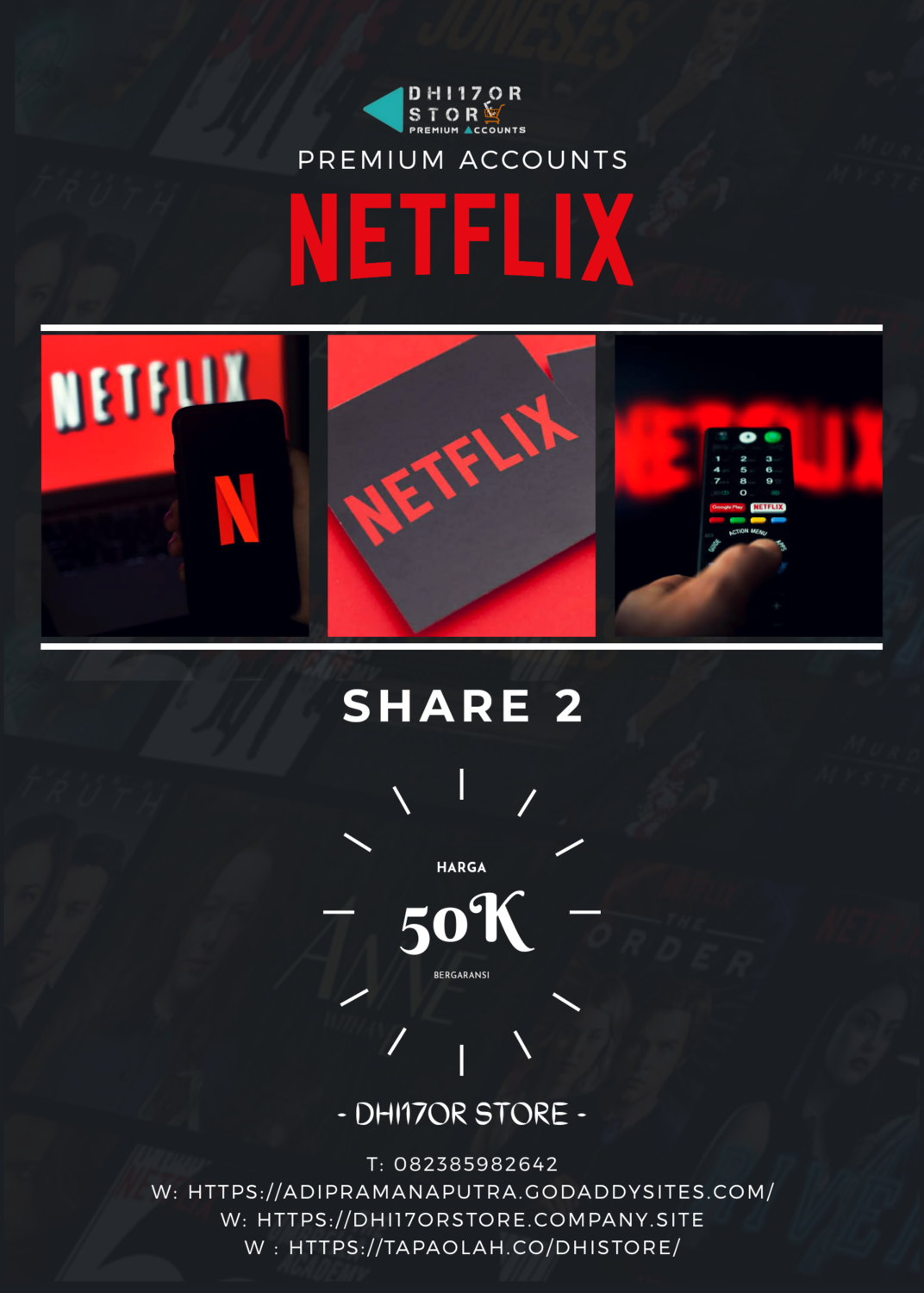 Netflix  Premium 1 Bulan (Share)