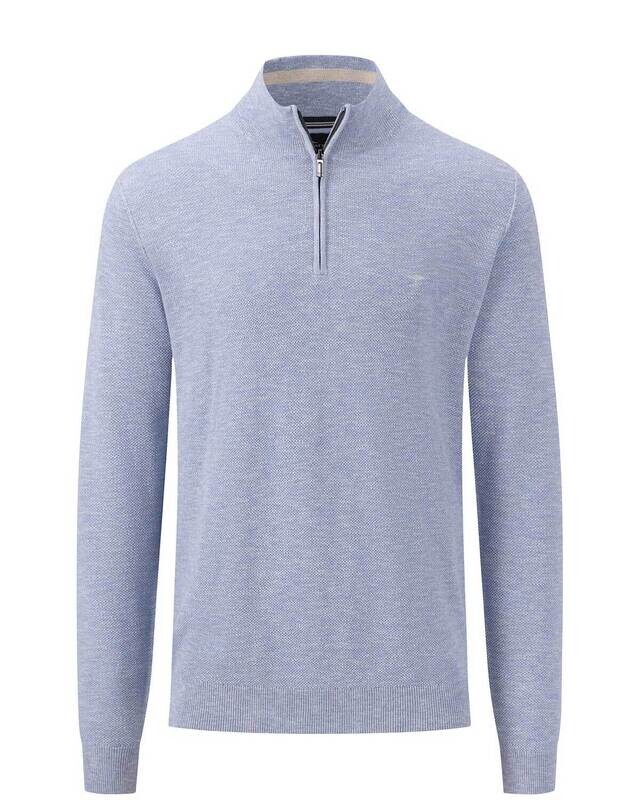 Fynch Hatton Pullover zip LBlauw 1402230