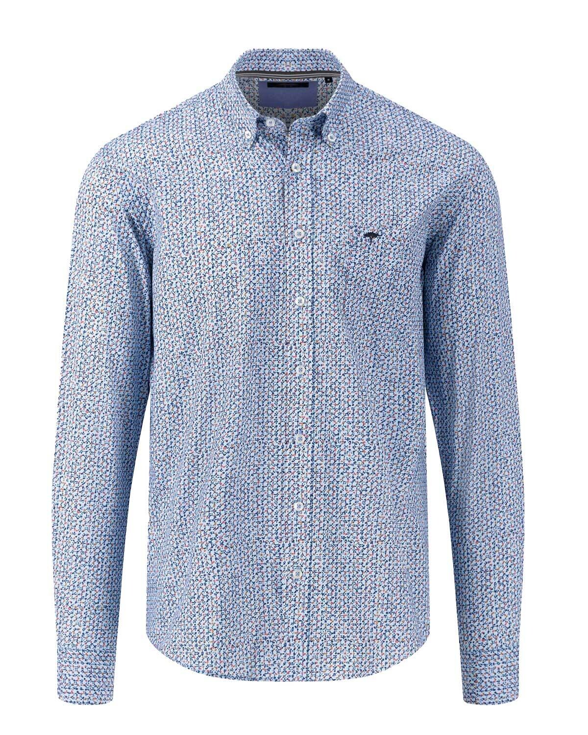 Fynch Hatton Casual Shirt lm MBlauw 14025050