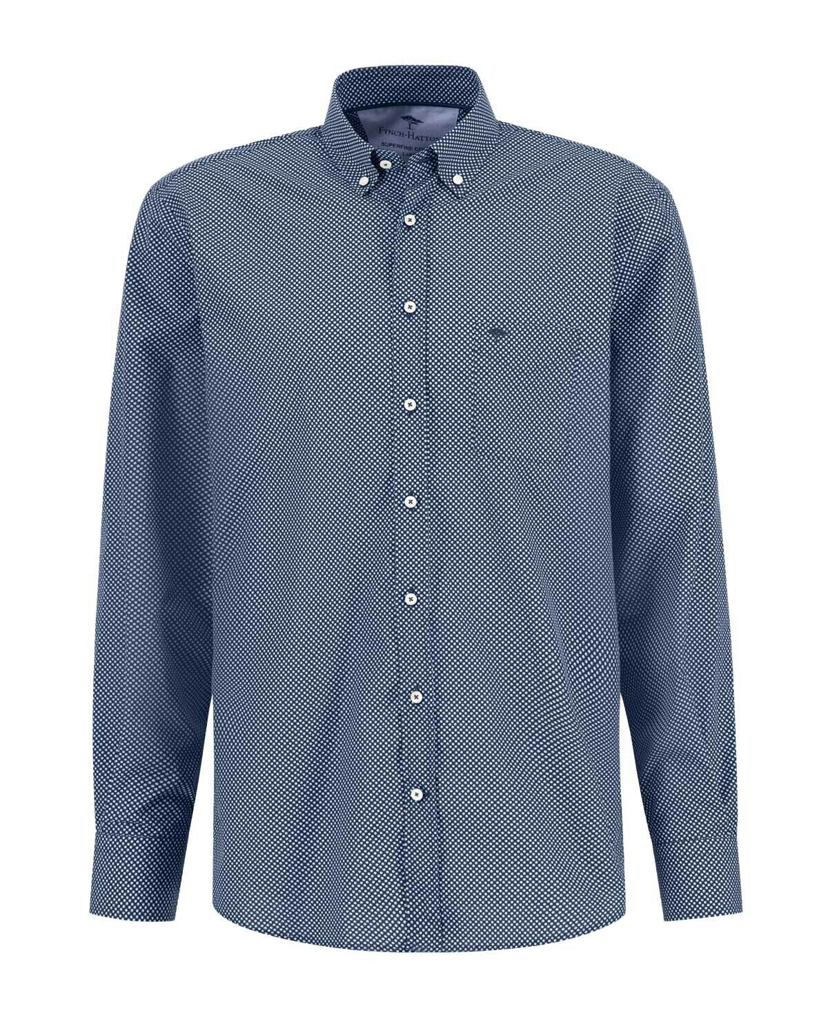 Fynch Hatton Casual Shirt lm DBlauw 13027000
