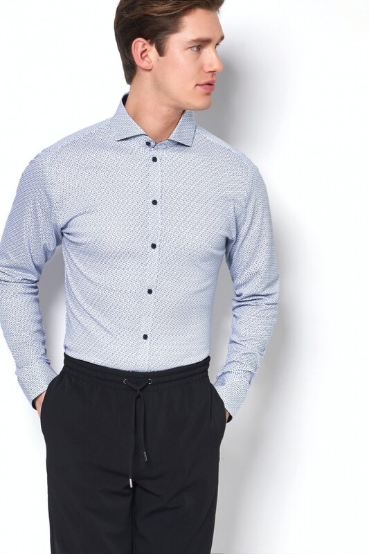 Desoto Dress Shirt lm m.blauw 37507-3