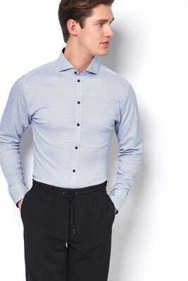 Desoto Dress Shirt lm m.blauw 37507-3