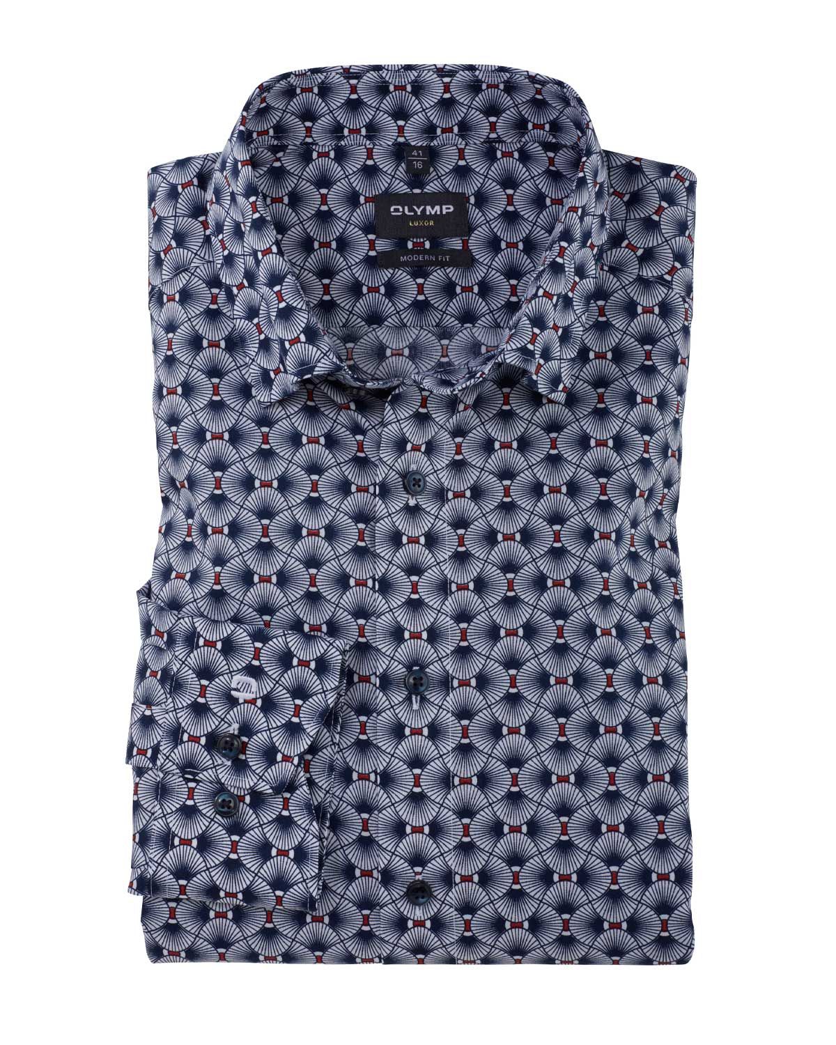 Olymp Dress Shirt lm DBlauw 123654
