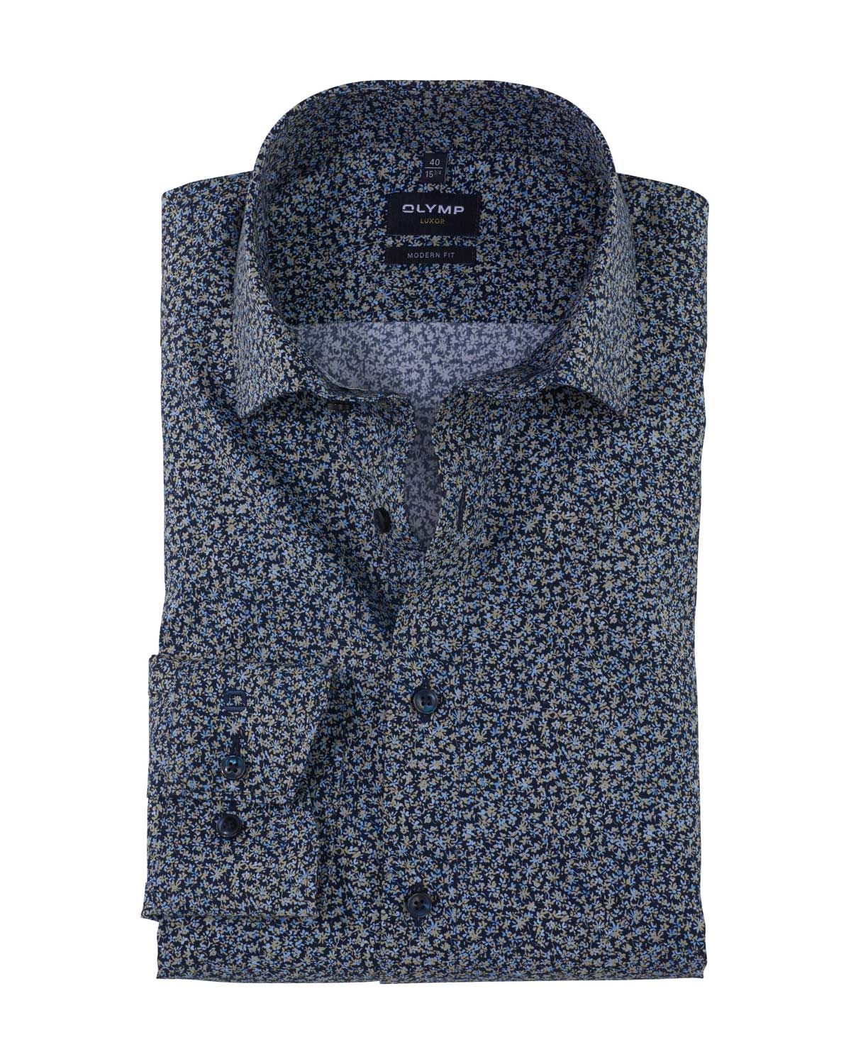 Olymp Dress shirt lm DBlauw 122454