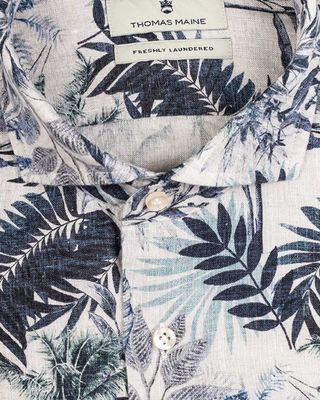 Thomas Maine Linnen Shirt MBlauw 417741