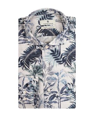 Thomas Maine Linnen Shirt MBlauw 417741