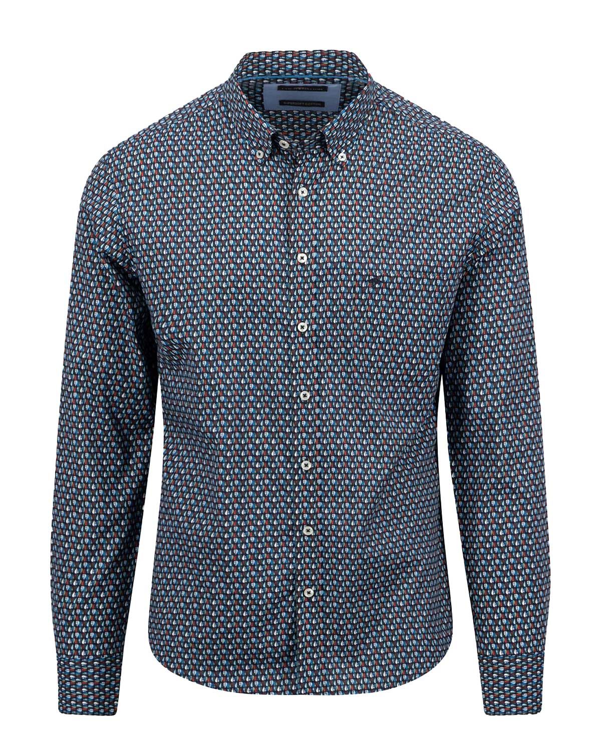 Fynch Hatton Casual Shirt lm Rood 14085020
