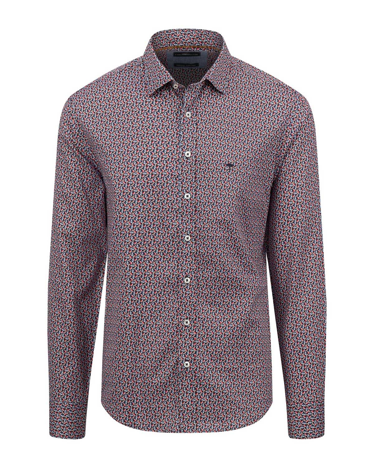 Fynch Hatton Casual Shirt lm Rood 14105003