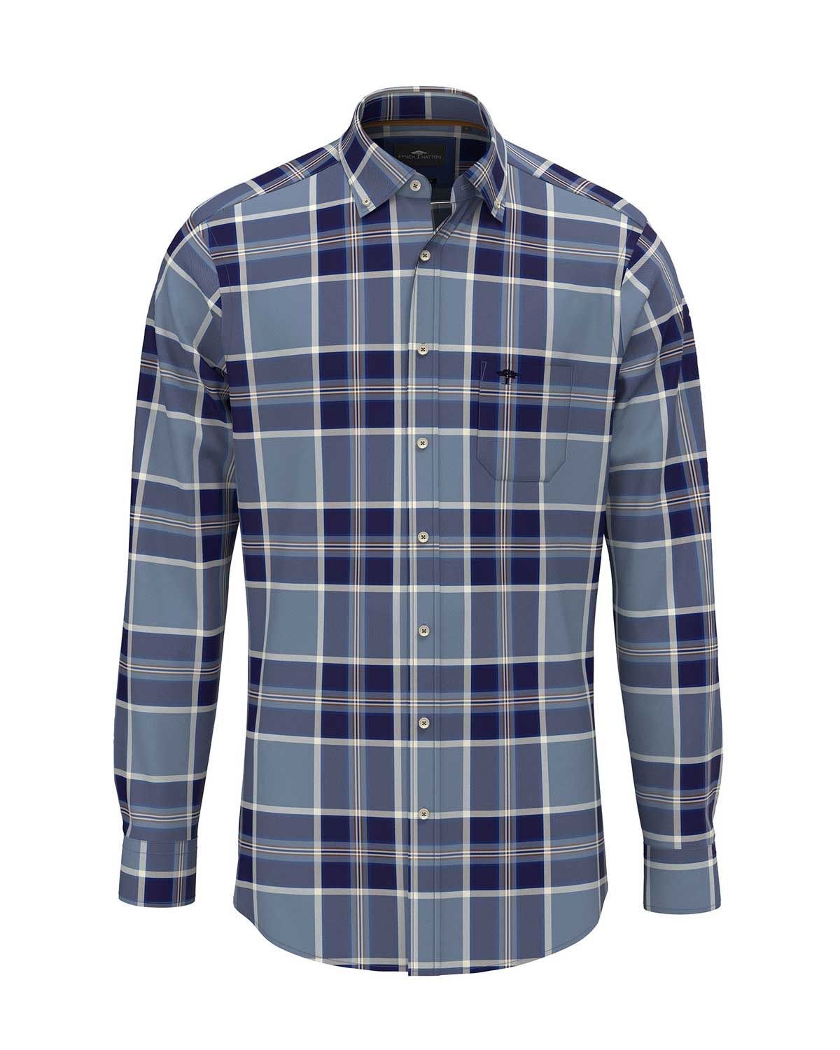 Fynch Hatton Casual shirt lm MBlauw 14108000