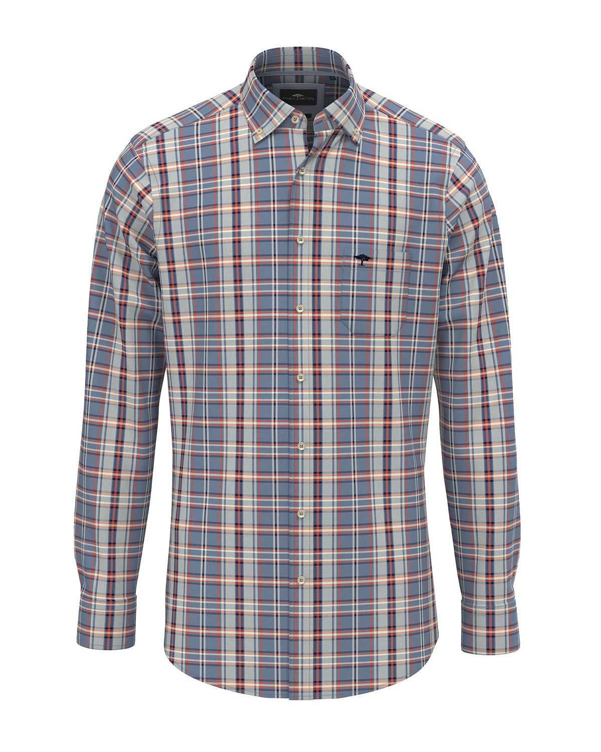 Fynch Hatton Casual Shirt lm MBlauw 14108020