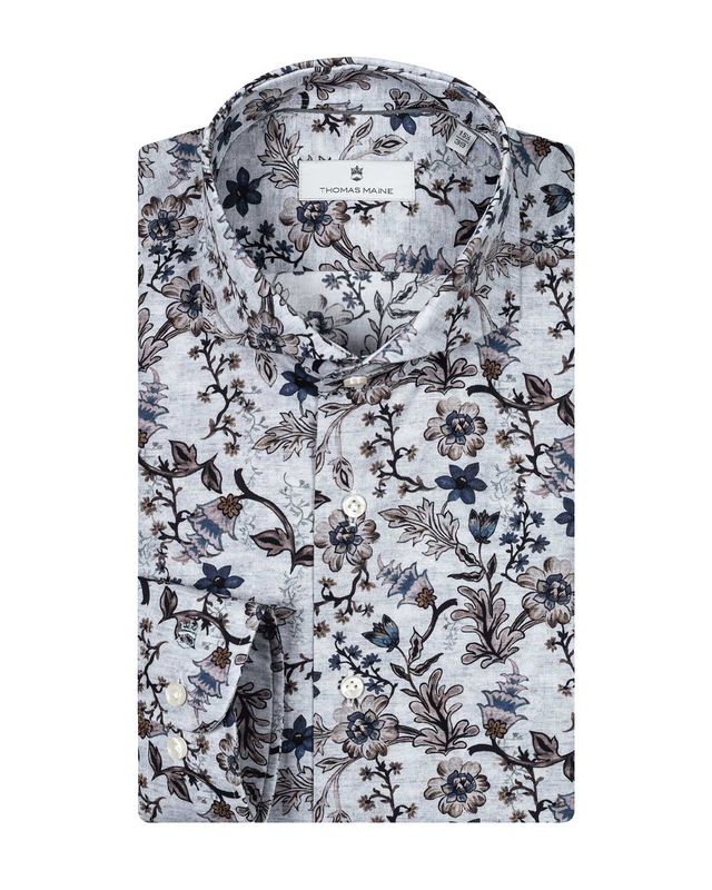 Thomas Maine Casual shirt lm LGrijs 427729