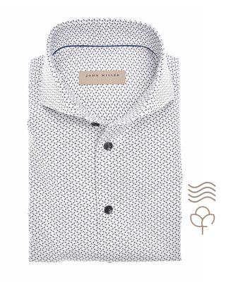 John Miller Dress shirt lm DBlauw 5141551