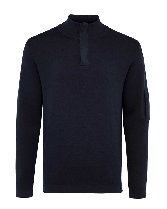 Genti Pullover zip DBlauw K1137-3258