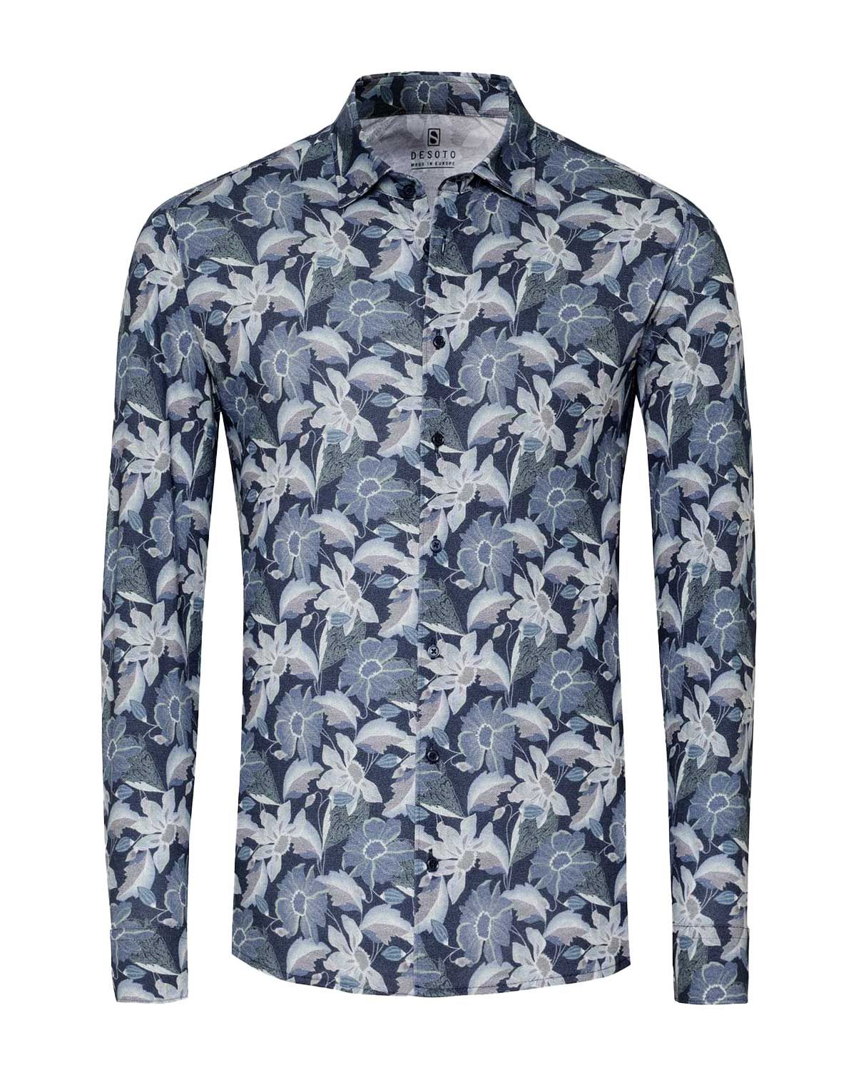 Desoto Dress Shirt lm DBlauw 77328-3