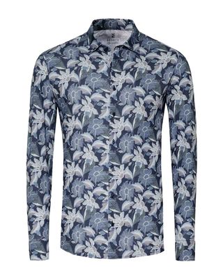 Desoto Dress Shirt lm DBlauw 77328-3