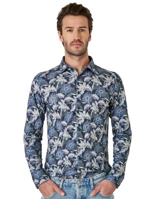 Desoto Dress Shirt lm DBlauw 77328-3