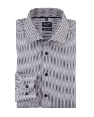 Front view of Olymp Luxor Modern Fit shirt 13087422 in natural tone with micro-weave pattern.
