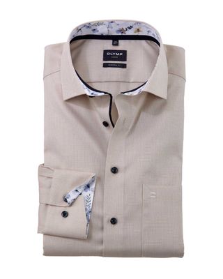 OLYMP Luxor Modern Fit Shirt Natural – front view with Global Kent collar