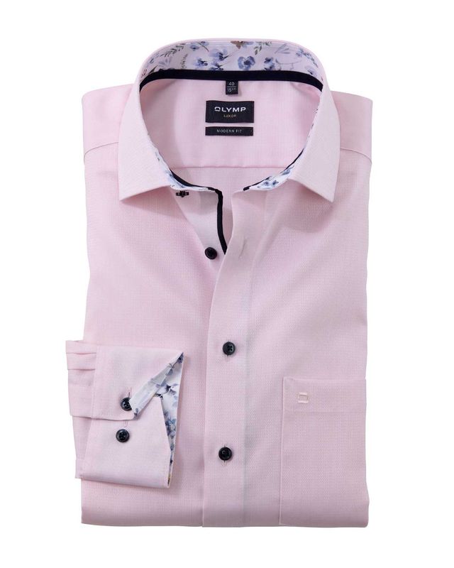 Olymp Luxor modern fit shirt pink, front view
