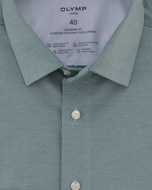 OLYMP Luxor 24/Seven Shirt Green – Collar Detail