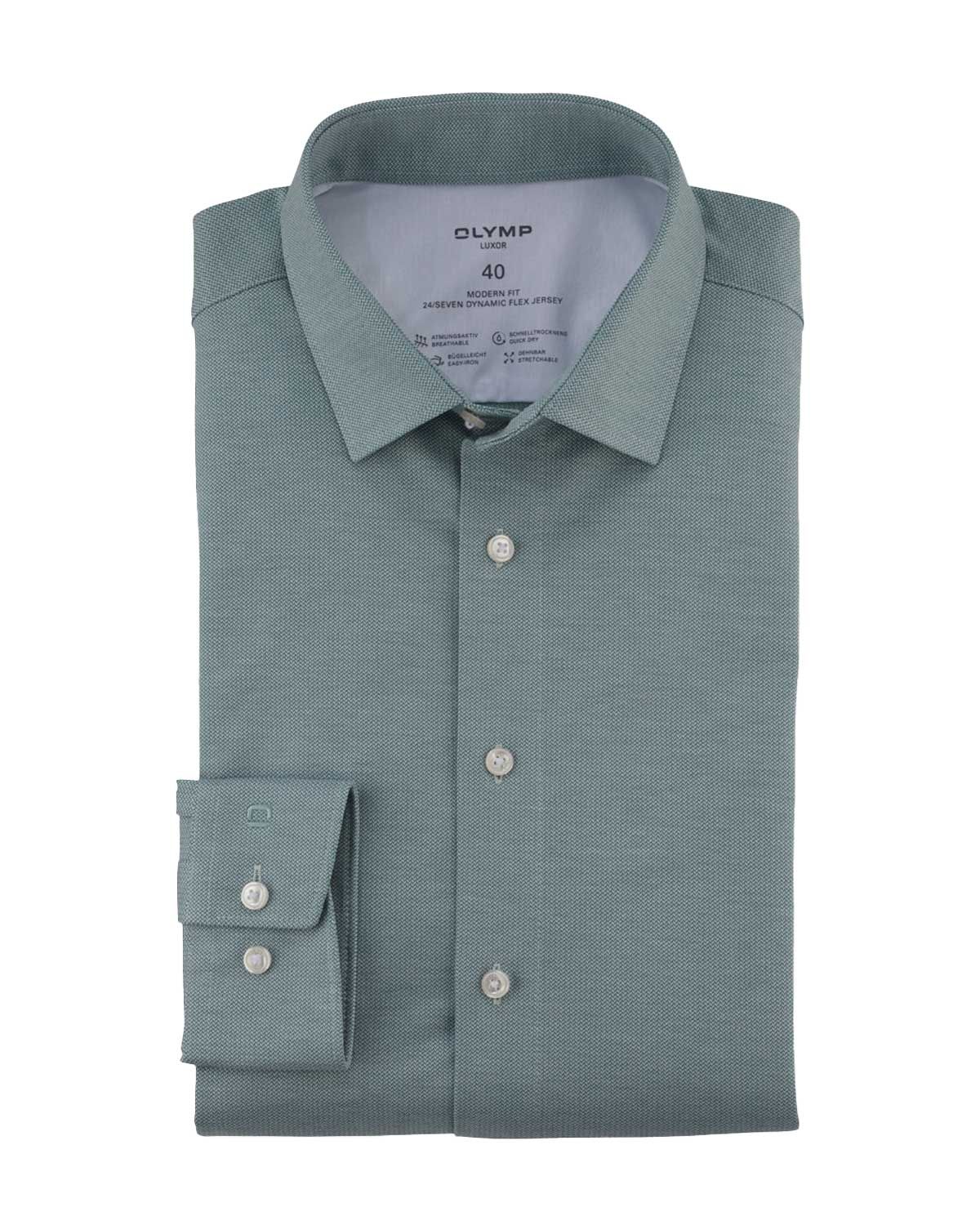 OLYMP Luxor 24/Seven Modern Fit Shirt Green – Front