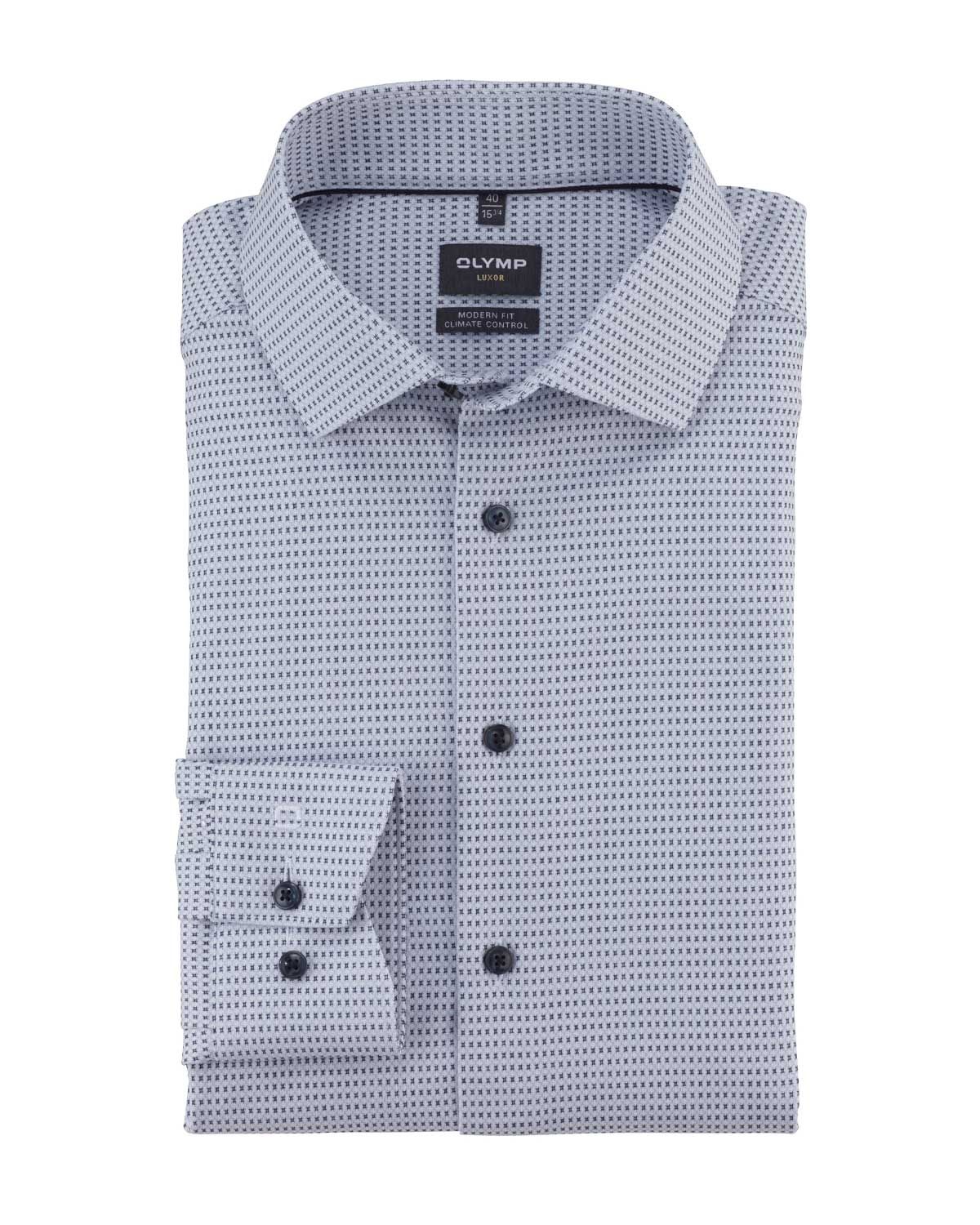 Olymp Luxor 24/Seven Global Kent shirt in soft blue, modern fit, climate control