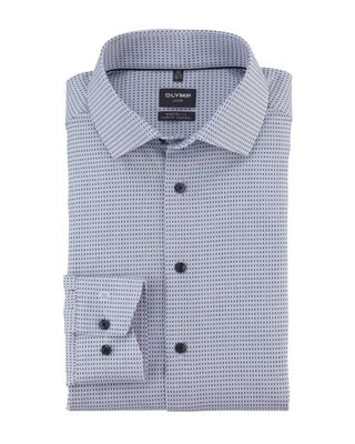 Olymp Luxor 24/Seven Global Kent shirt in soft blue, modern fit, climate control