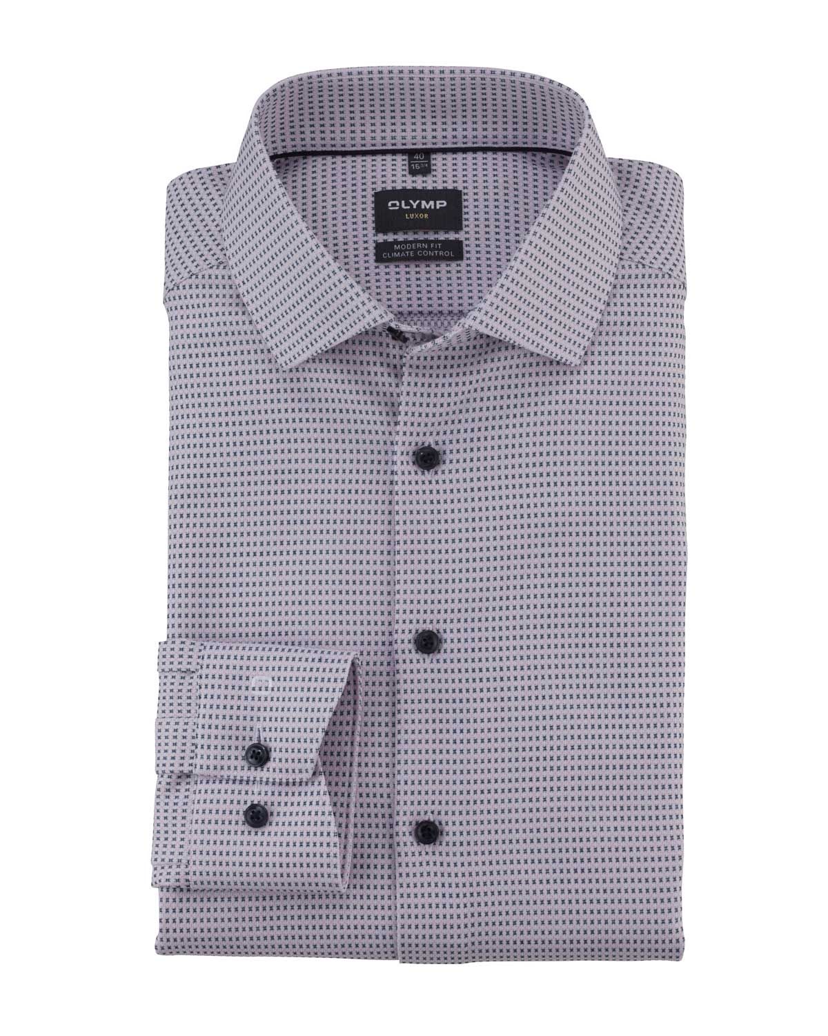Olymp Luxor Modern Fit shirt 13087422 - White, blue, and pink, wrinkle-free and breathable