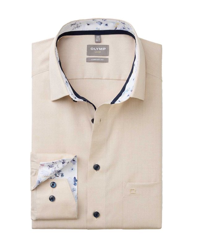 Olymp Luxor Comfort Fit shirt in Nature color with New Kent collar – front