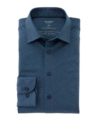 OLYMP Level Five 24/Seven Dynamic Flex Jersey shirt smoky blue – sleek and modern for a business look.