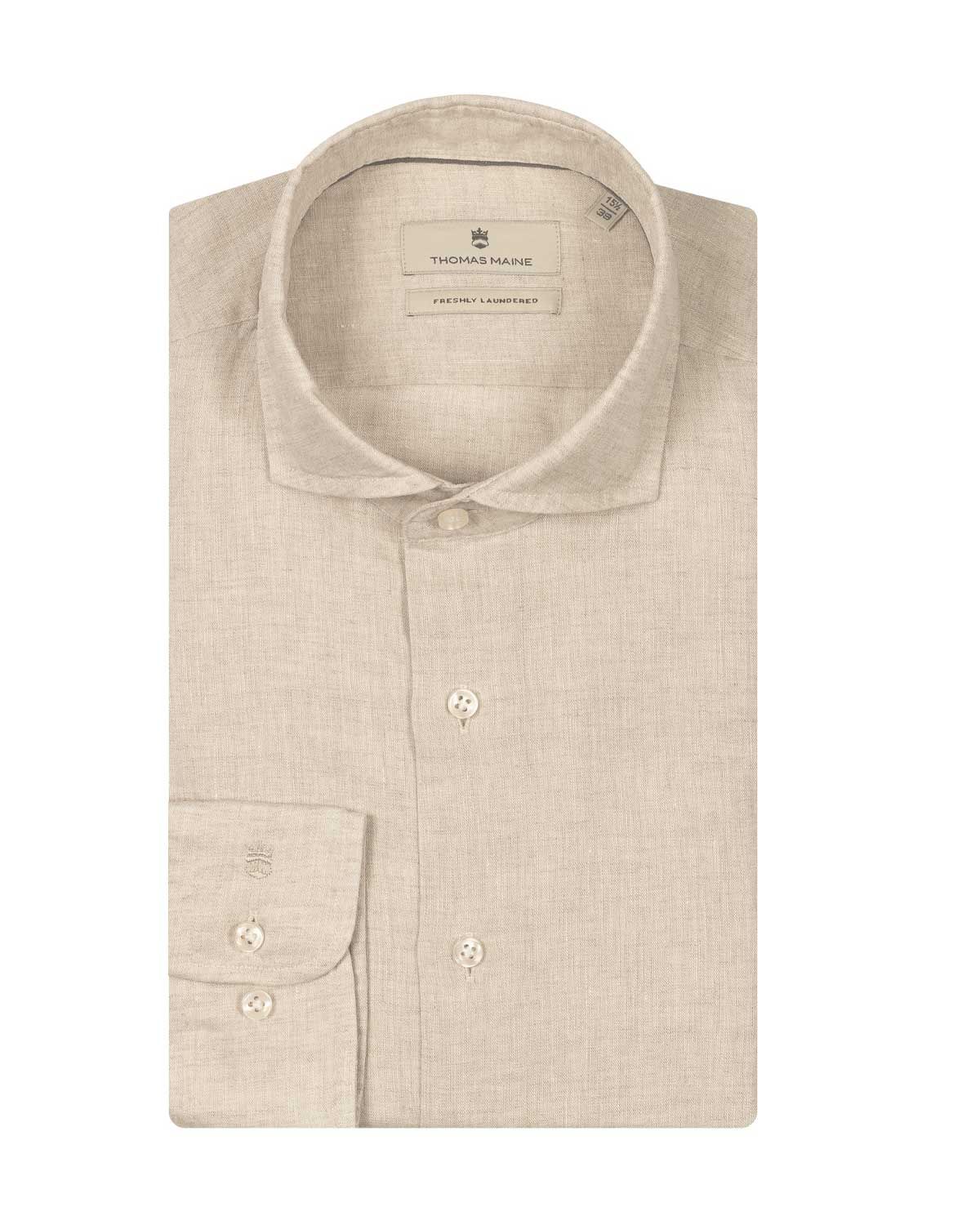 Thomas Maine Shirt Linnen Beige 517757