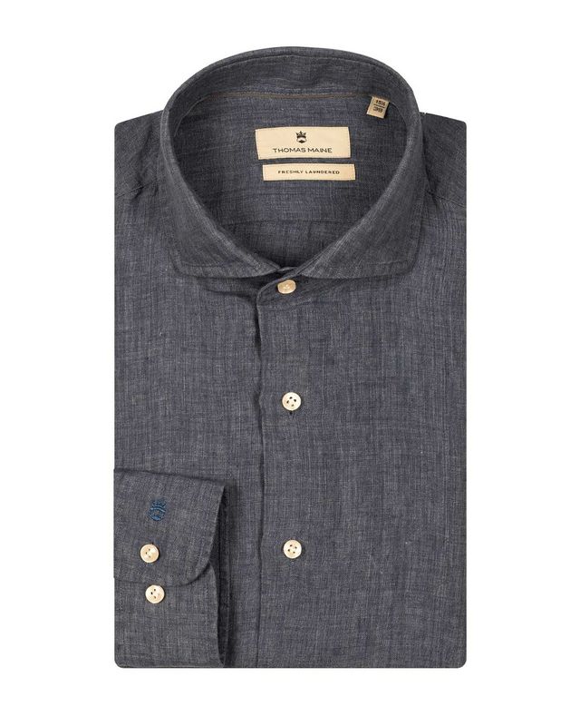 Thomas Maine Shirt Linnen MBlauw 517757