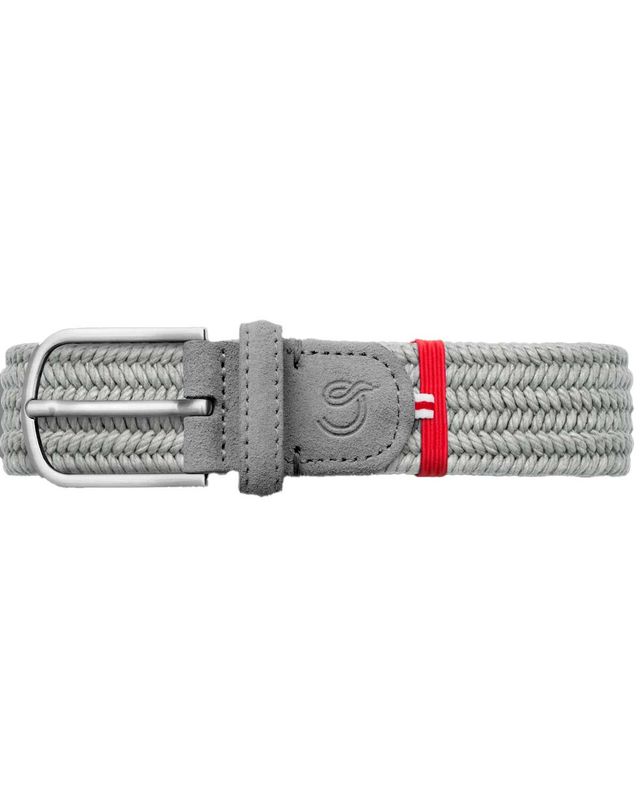 La Boucle Calabria riem lichtgrijs wax – gevlochten stretchriem van suède met nikkelvrije roestvrijstalen gesp