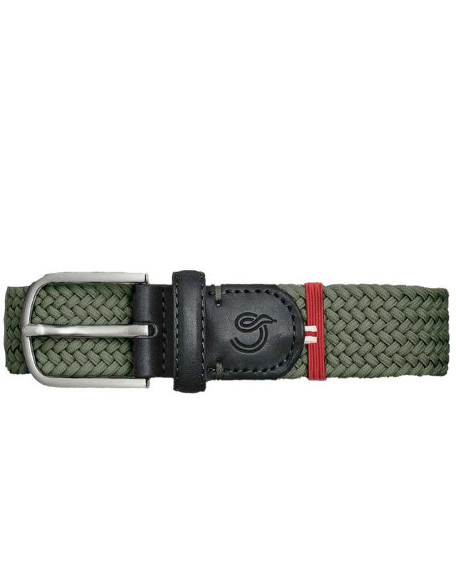 Donkergrijze La Boucle Cambridge Mono riem met zwarte leren afwerking