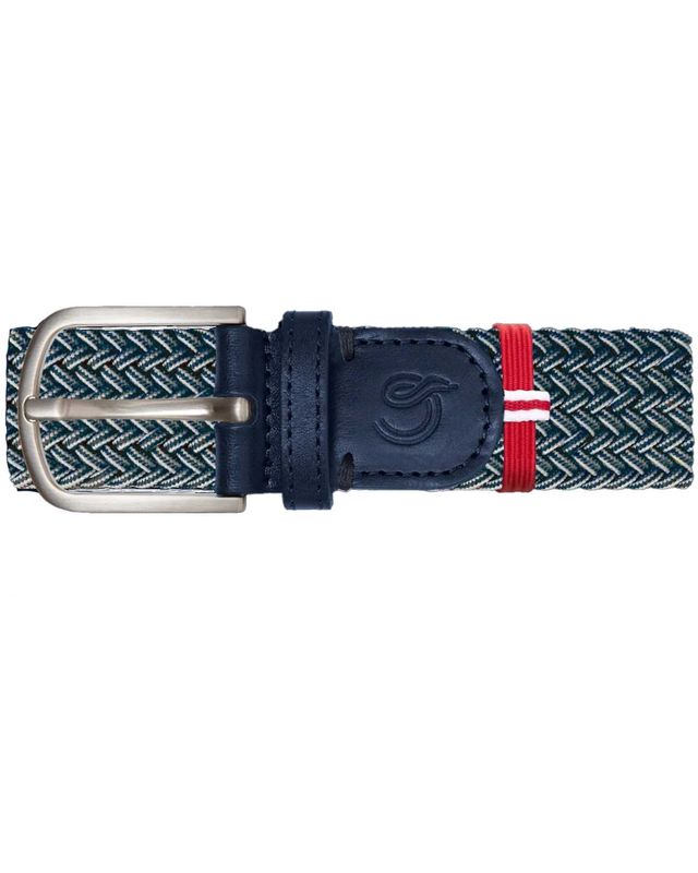 La Boucle Deauville herenriem gemêleerd blauw-wit met donkerblauw leer