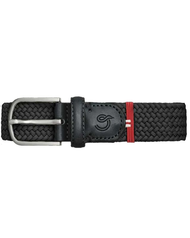 La Boucle London riem zwart – close-up van gesp en vlechtwerk