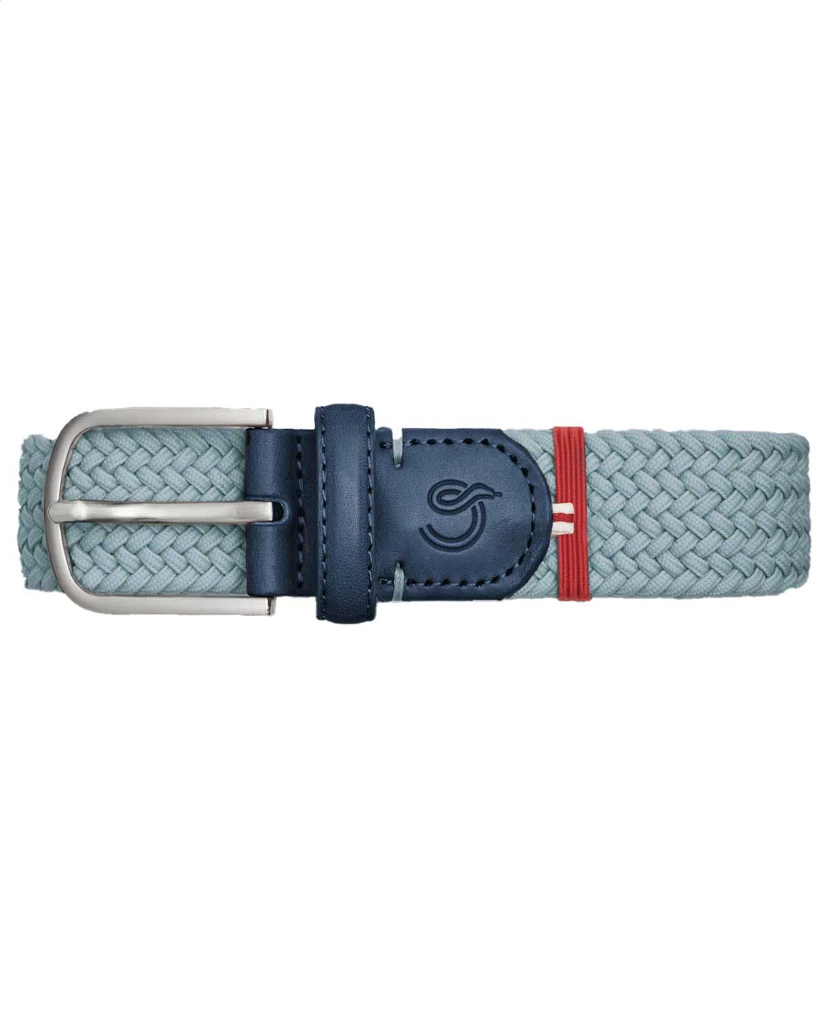 La Boucle Portofino riem lichtblauw – close-up van gesp en gevlochten band