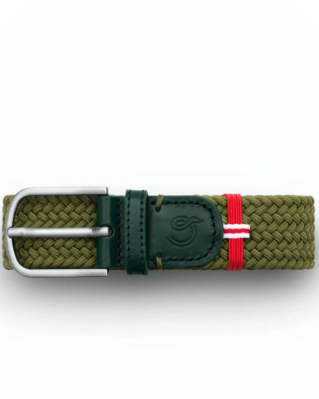 La Boucle Sorbonne riem groen – close-up met gesp en leren afwerking