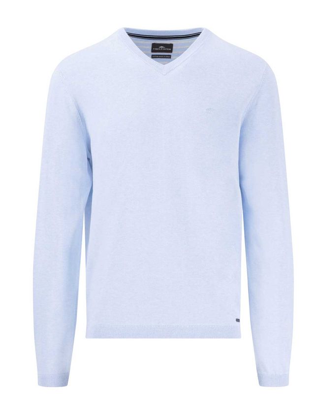 Fynch-Hatton V-hals pullover lichtblauw voorkant – model 1502315-607