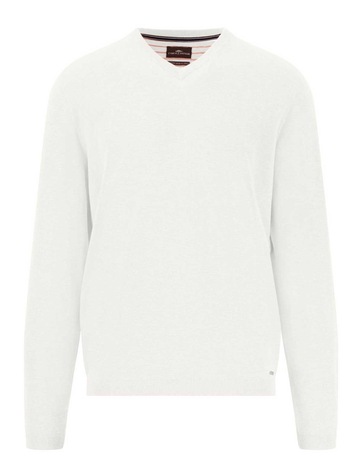 Fynch-Hatton V-hals pullover off-white voorkant – model 1502315-824