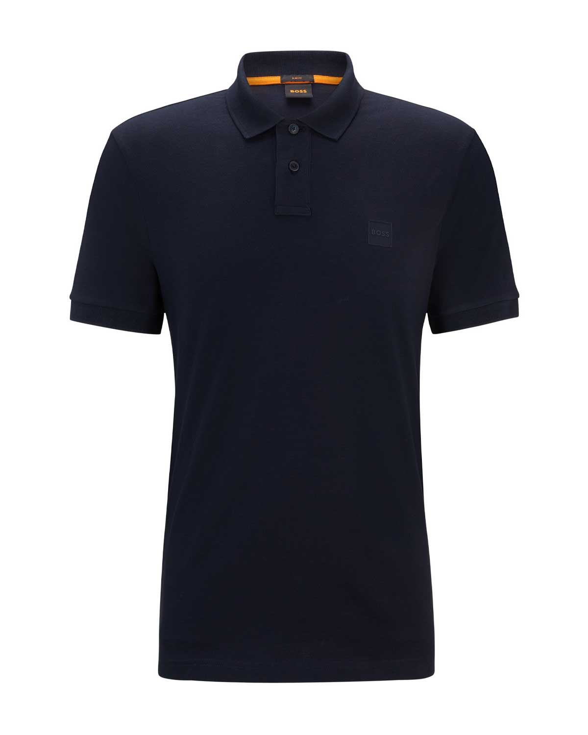 Donkerblauwe Hugo Boss slim-fit polo met logopatch, productaanzicht