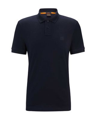 Donkerblauwe Hugo Boss slim-fit polo met logopatch, productaanzicht