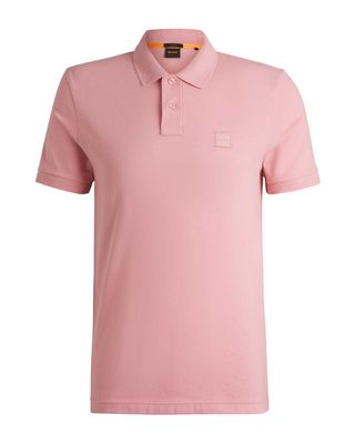 Hugo Boss slim-fit polo in lichtroze stretchkatoen met ton-sur-ton logopatch