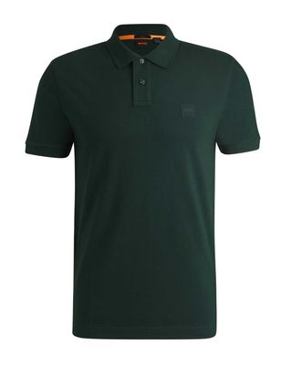 Hugo Boss slim-fit polo in donkergroen stretchkatoen met ton-sur-ton logopatch